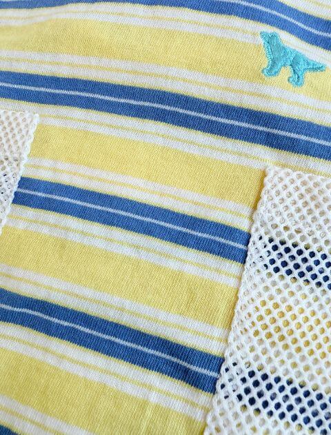 保冷剤ポケット付きナチュラルヴィンテージボーダーノースリーブポロ      犬服ブランドのドッグデプト/DOG DEPT