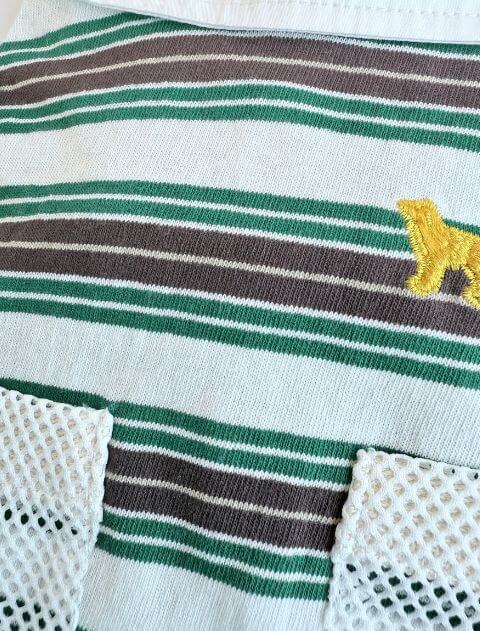 保冷剤ポケット付きナチュラルヴィンテージボーダーノースリーブポロ      犬服ブランドのドッグデプト/DOG DEPT