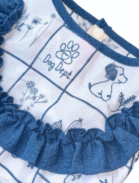 エンブロイダリー刺繍フリルノースリーブ      犬服ブランドのドッグデプト/DOG DEPT