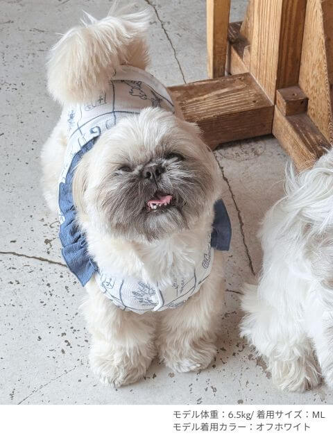 エンブロイダリー刺繍フリルノースリーブ      犬服ブランドのドッグデプト/DOG DEPT