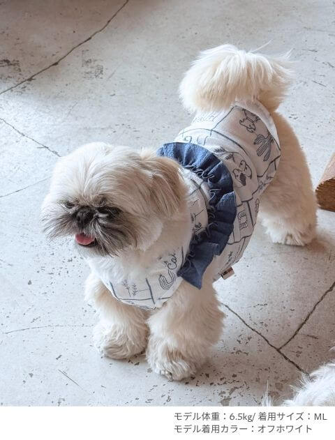 エンブロイダリー刺繍フリルノースリーブ      犬服ブランドのドッグデプト/DOG DEPT
