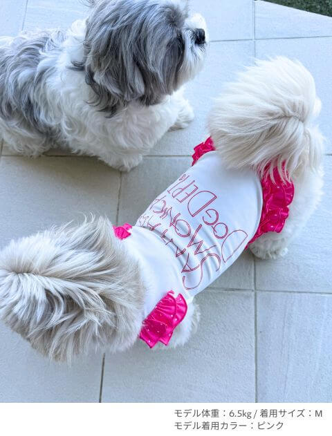 ネオンロゴフリルノースリーブ 犬服ブランドのドッグデプト/DOG DEPT