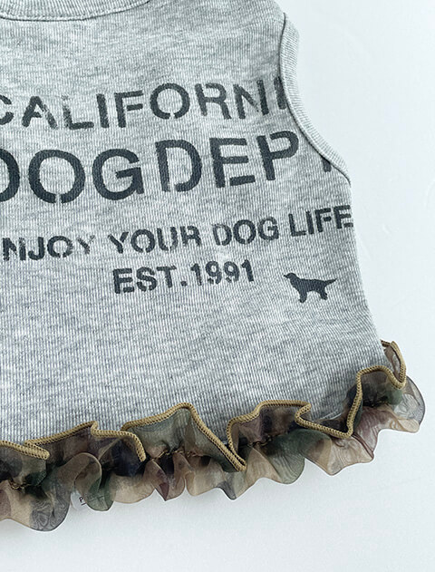 ショート丈 DOG CAMOチュールフリル      犬服ブランドのドッグデプト/DOG DEPT