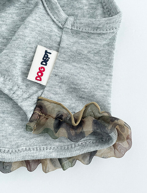 ショート丈 DOG CAMOチュールフリル      犬服ブランドのドッグデプト/DOG DEPT