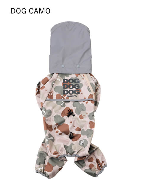 【耐水圧10000mm】ストレッチ撥水足つきレインコート 犬服ブランドのドッグデプト/DOG DEPT