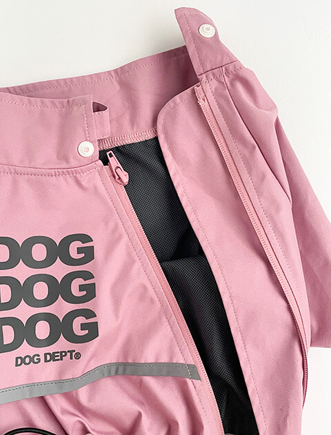 【耐水圧10000mm】ストレッチ撥水足つきレインコート 犬服ブランドのドッグデプト/DOG DEPT