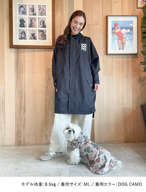 【耐水圧10000mm】ストレッチ撥水レインコート 犬服ブランドのドッグデプト/DOG DEPT