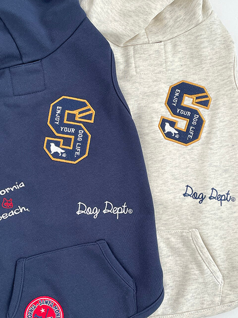 刺繍モチーフボタンパーカー 犬服ブランドのドッグデプト/DOG DEPT