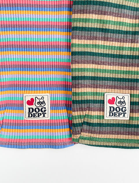 マルチボーダーリブタートル犬服ブランドのドッグデプト/DOG DEPT