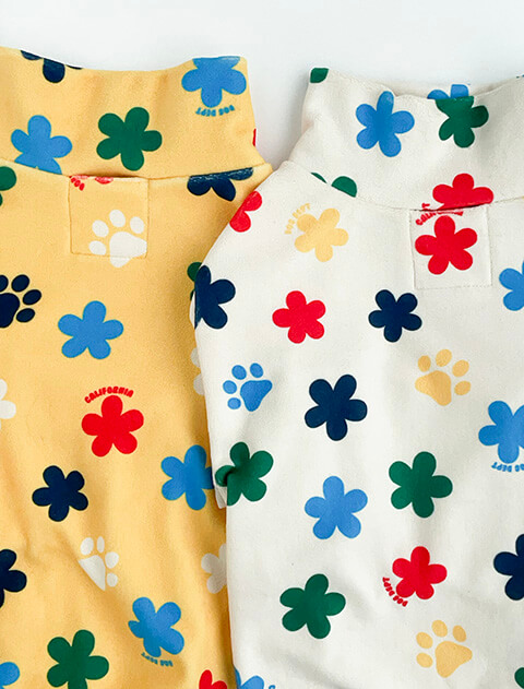 フラワーソフトフリースロンパース犬服ブランドのドッグデプト/DOG DEPT