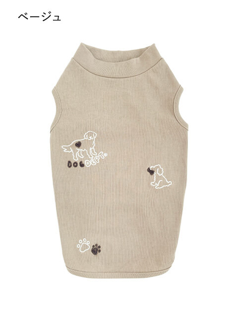 ドッグシルエット刺繍ハイネックノースリーブ      犬服ブランドのドッグデプト/DOG DEPT