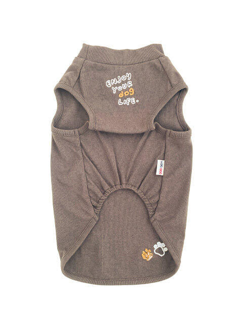 ドッグシルエット刺繍ハイネックノースリーブ      犬服ブランドのドッグデプト/DOG DEPT