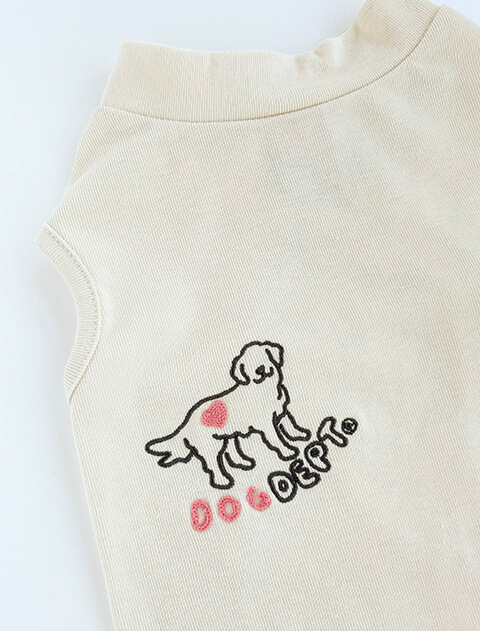 ドッグシルエット刺繍ハイネックノースリーブ      犬服ブランドのドッグデプト/DOG DEPT