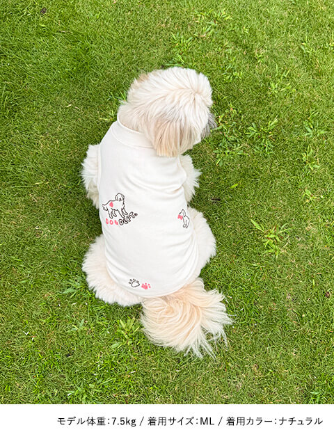 ドッグシルエット刺繍ハイネックノースリーブ      犬服ブランドのドッグデプト/DOG DEPT