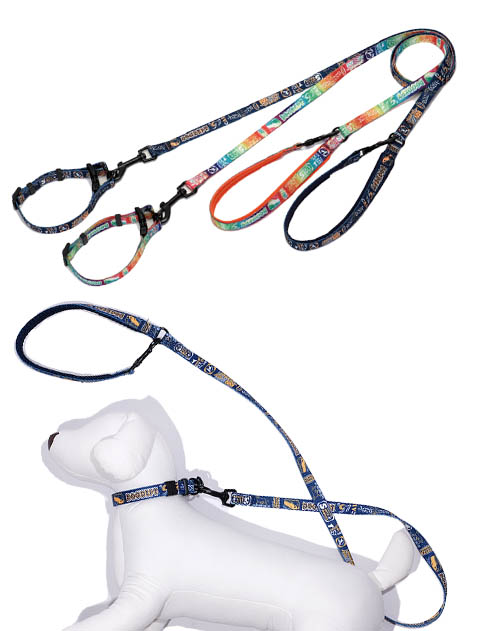 《期間限定アウトレット》【DOG GOODS】総柄ロゴ　リード&カラーセット