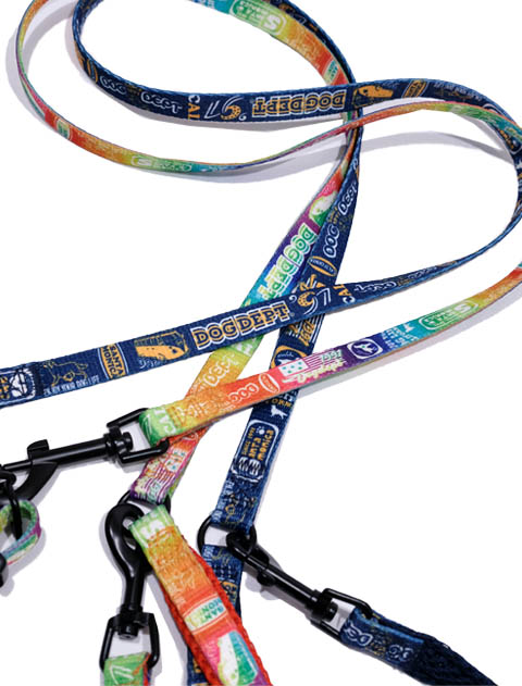 総柄ロゴ　リード&カラーセット ブランドのドッグデプト/DOG DEPT