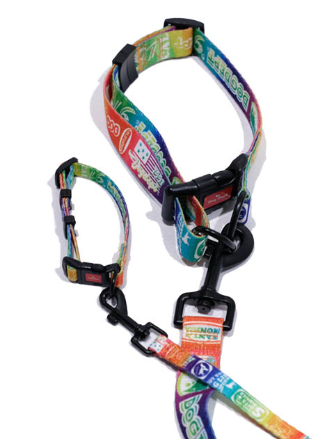 総柄ロゴ　リード&カラーセット ブランドのドッグデプト/DOG DEPT