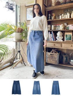 《期間限定アウトレット》【WOMEN】デニムバックプリーツロングスカート