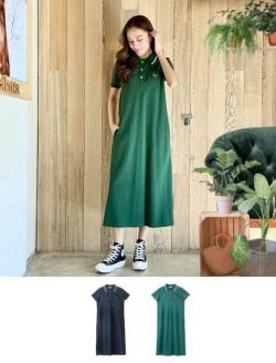 【WOMEN】襟ラインポロシャツワンピース