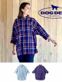 【WOMEN】綿麻チェック５部袖シャツ