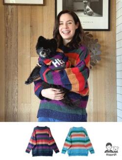 【WOMEN】カラフルボーダークルーニット