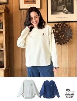 【WOMEN】ハイテンションワッフル配色メローロンT