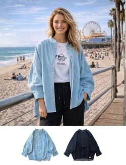 【WOMEN】 コクーンドルマンデニムシャツ