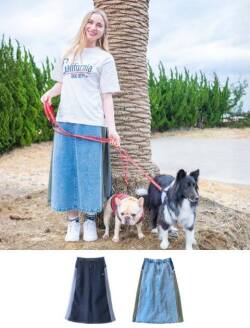 【WOMEN】デニム＆ナイロンバルーンスカート