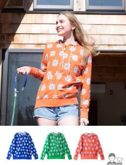 《期間限定アウトレット》【UNISEX】フラワーパイルジップパーカー