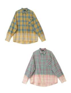 【UNISEX】ブリーチチェックシャツパーカー