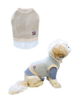 《期間限定アウトレット》【DOG WEAR】ヘリンボーンレイヤーニット