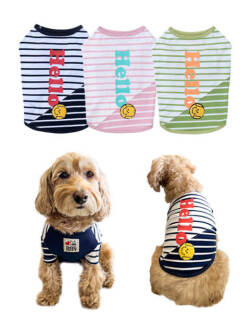 《期間限定アウトレット》【DOG WEAR】ボーダーhelloTシャツ