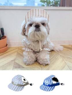【DOG GOODS】綿麻ストライプドッグキャップ