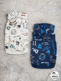 【DOG WEAR】HELLO.MAX総柄ロゴボタンパーカー