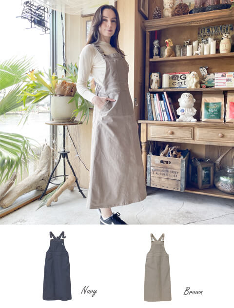 WOMEN】サロペットロングスカート