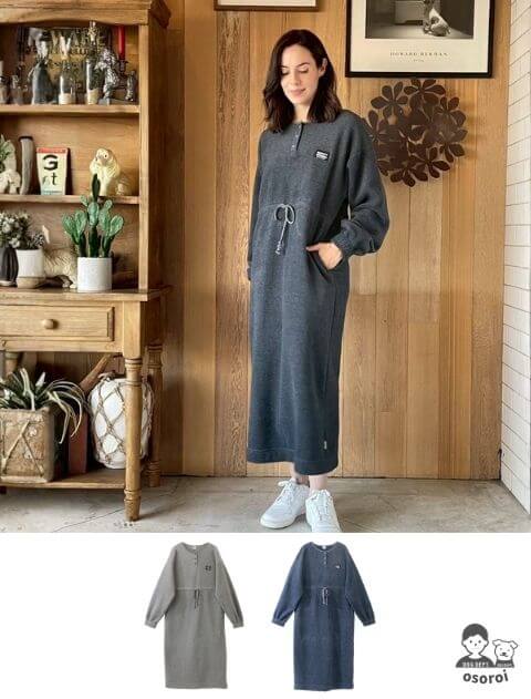 WOMEN】コンフォートソフトタッチフリースワンピース