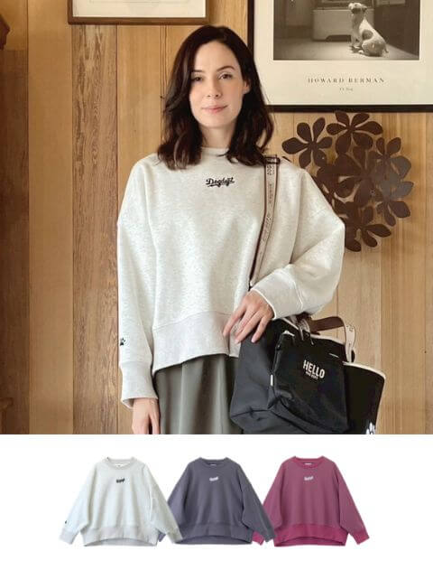 WOMEN】スポーツロゴ刺繍ショートスウェット