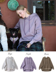 《期間限定アウトレット》【WOMEN】スラブニットソー裏起毛　プルパーカー