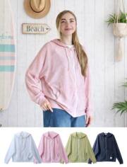 【WOMEN】UVカット梨地ドルマンジップパーカー