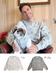 《期間限定アウトレット》【UNISEX】犬種総柄クルー