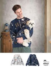 【UNISEX】HELLO.MAX総柄ロゴクルー