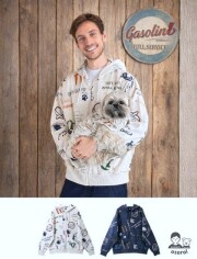 【UNISEX】HELLO.MAX総柄ロゴジップパーカー