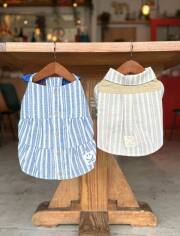 【DOG WEAR】綿麻ストライプペア