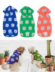 【DOG WEAR】フラワーパイルボタンパーカー