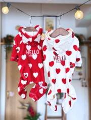 【DOG WEAR】ストレッチフリースハートロンパース