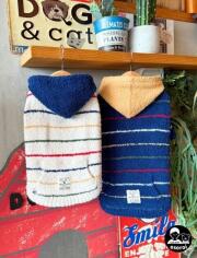 【DOG WEAR】もこもこボーダープルパーカー