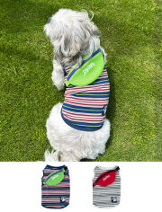 【DOG WEAR】バッグ付きボーダーノースリーブ