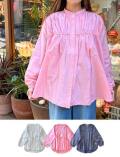 【WOMEN】 バンドカラーシャーリングシャツ