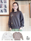 【WOMEN】ドッグシルエット刺繍クルー