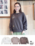 【WOMEN】ドッグシルエット刺繍クルー